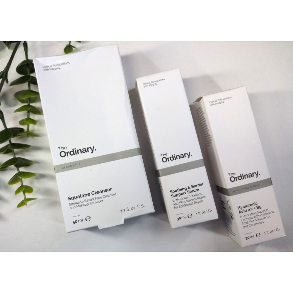 NIB LOT 3🩷The Ordinary Squalane Cleanser Soothing Barrier Serum Hyaluronic Acid